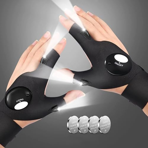 Swhily Regalos para hombres, accesorios de relleno de calcetines de Navidad para papá, guantes LED con luces, guantes de linterna para Navidad, cumpleaños, pesca, regalos de bricolaje