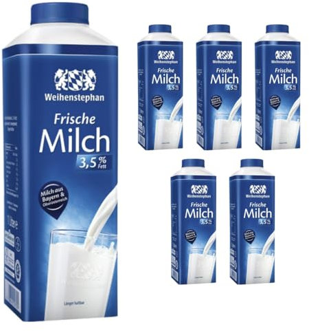Weihenstephan Frische Milch 3,5% 1000 Mililiter x 6 Stück [Frischegarantie]