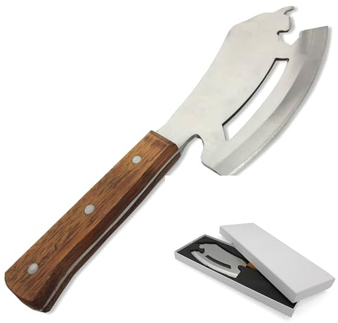 Fishtec - Couteau de chef Taurus forme taureau - Lame acier inox 30cr13 ultra tranchante 34 cm - Manche bois massif ergonomique - Découpe viande poisson legumes barbecue - Coffret cadeau cuisine
