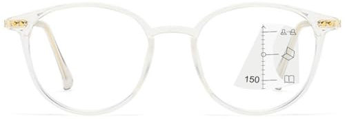 MAGIMODAC Multifokale Lesebrille Progressive Lesehilfe Sehhilfe Damen Herren Lesebrillen Gleitsichtlesebrille Blaulichtfilter Computer Brille Transparent 1.5