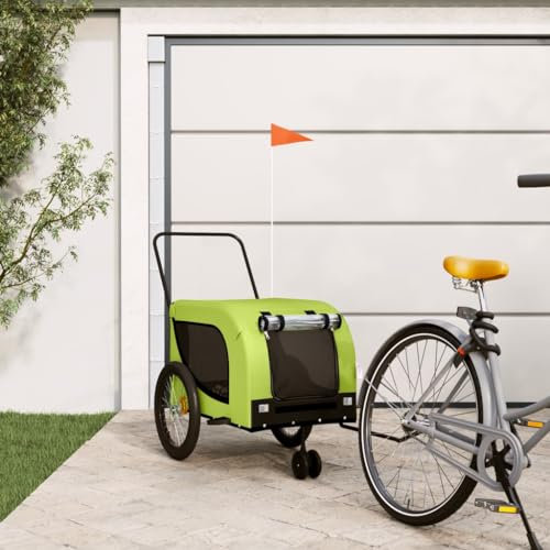 ZEYUAN Fahrradanhänger Hunde Grün und Schwarz Oxford-Gewebe & Eisen, Fahrrad Anhänger, Lastenanhänger, Handwagen, Fahrrad-lastenanhänger, Lastenfahrrad - 94032