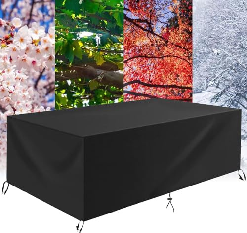 HNKDKJ Housse de Protection Salon de Jardin 131x75x74cm(LxWxH) Housse pour Meubles de Terrasse Résistance Anti-UV Imperméable Bâche Table Jardin Exterieur Rectangulaire Housse Salon de Jardin-Noir