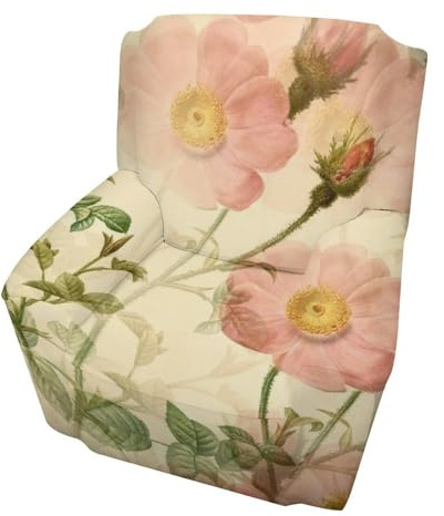 Highdi Stretch Sesselbezug Sesselhusse Elastische Vintage-Blumendruck Sofaüberzug Clubsessel Sessel Bezug,Weicher Sesselschoner mit Armlehne Sitzbezug Für Sessel Hussen Für Sessel (Pinke Blume)
