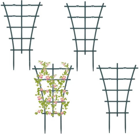Gjinxi 4PCS Mini Indoor Plant Trellis, Trellis for Potted Plants, Garden Trellis for Climbing Plants, Green Coated Flower Pot Trellis for Climbing Plants Houseplants Vine Ivy, Flower Pots Supports