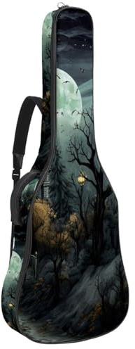Gitarrentasche für Bassgitarre mit Halloween-Schlossdekor 49, Tasche für Akustikgitarre, 101,6 cm (40 Zoll) E-Gitarrenkoffer, wasserdichte Oxford-E-Gitarre, Gigbag für akustische Konzertgitarre,