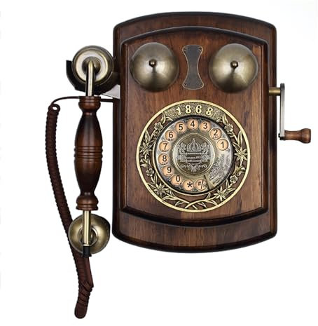 Teléfono Fijo con dial Giratorio Teléfono Antiguo, teléfono Fijo Retro de Pared con Cable y dial Giratorio Vintage, función de remarcación y Llamada Manos Libres, para el hogar, la Escuela, el Hotel