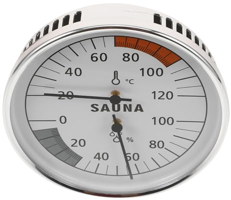 BUGUUYO Thermometer Feuchtigkeitsmessung Sauna Edelstahl und mit Hygrometer aus Hochpräzisem Multifunktionalem Display Sensor Raumtemperatur für