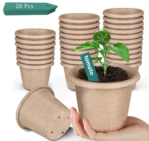 RUIOMII 30 PCS Abbaubare Anzuchttöpfe, 11 cm anzuchtschale anzuchttopf mit 20 Kunststoff Pflanzenmarker