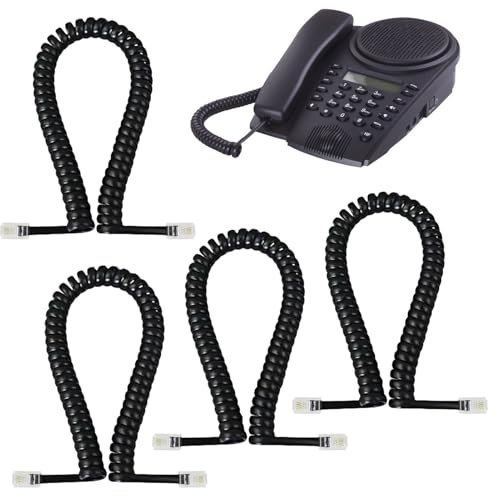 Anrbb Lot de 4 Câbles Téléphoniques Spirale RJ9 de 1 à 3 m, Câble Téléphone Fixe Noir pour Combiné de Téléphone, RJ9 Spirale Remplacement de Cordon Téléphonique de Bureau