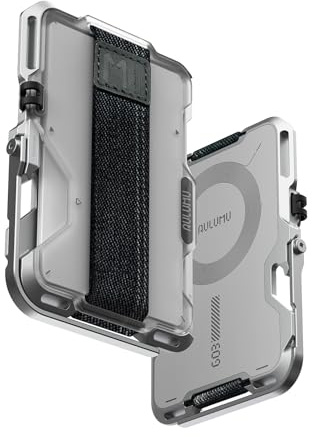 Aulumu G03 Transparent Magnetisk Korthållare | Magnetplånbok Kompatibel med MagSafe | Multifunktion – Mobilställ/Grepp | Kapsylöppnare | RFID-skyddskort – Transparent Vit
