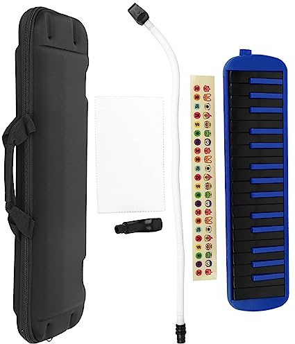 32-tangenter blå och Röd Melodica - Bärbart Pianoklaviatur Blåsinstrument för och Nybörjare | för Nybörjarmusik, Skolmusikprogram och Hemmaträning (Blå)