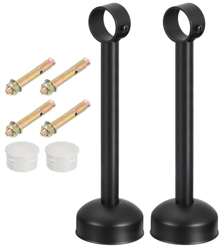 QUARKZMAN 2 Set Supporto Bastone Tenda Soffitto, Adatto a Tubo 32mm/1.26 Lunghezza 250mm/9.84 Ganci Asta Bastoni per Tende Acciaio Inossidabile per Pareti Armadio Tubo Asta Tenda, Nero