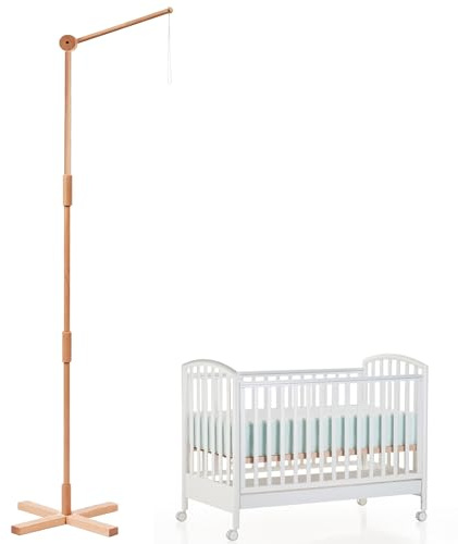 PORFOYO Mobil hållare trä, 1,6 m minimalistisk design babysäng mobil hållare, stabil struktur trä mobil hållare skötbord, universell användning mobilhållare trä