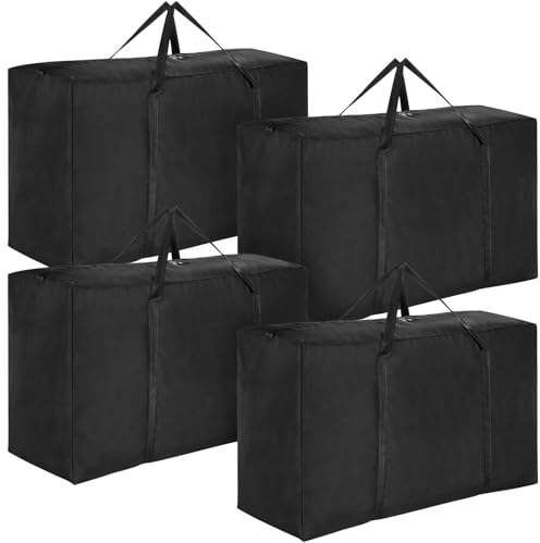 Alowor Pack de 4 Bolsas de Almacenamiento Extra Grandes 210L Súper Resistentes, Gran Caja de Almacenaje de Material Oxford 600D para Mudanza de Ropa, Edredones, Ropa de Cama con Cremalleras