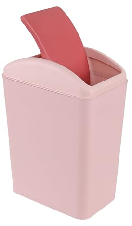 Vareone Cubo de basura delgado de 15 L, con tapa oscilante, color rosa