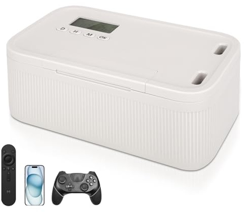 Coffre-Fort Sécurisé avec Minuterie, Boîte de Verrouillage de Téléphone avec Minuterie, Alcool ou Autres Tentations Indésirables, Prison pour Téléphone pour le Travail & les Enfants (Blanc)