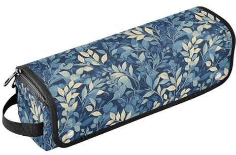 Blue Leaf 2-in-1 Lockenstab Reiseetui mit Eisenmatte, abnehmbarer Haarstyling-Zubehör-Organizer für Glätteisen, Glätteisen, Lockenstäbe, Reiseutensilien für Frauen