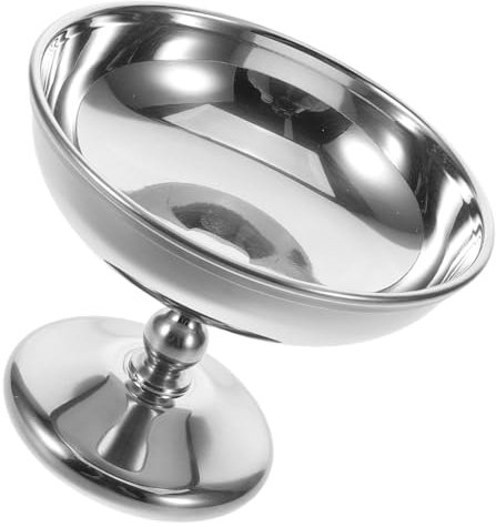 Hemobllo Coupe à Dessert Ronde Acier Inoxydable Récipient Pour Yaourt Glace Sauce Plat De Service Bol à Sundae Tasse De Service Pied Métallique