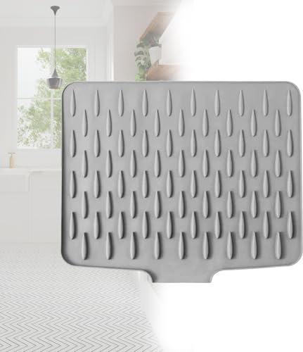 Qublex Silicone Draining Mat for Sink and Kitchen Counter – Non-Slip Dish Drying Mat, Flexible Silicone Drainer Board Mat for Dishes, Glassware and Utensils
