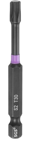 sourcing map Embouts de tournevis à impact T30 Torx 6,35 mm Tige hexagonale 70 mm de long Magnétique sans trou Inviolable 6 points Étoile Tournevis forets phosphate S2 Outils électriques
