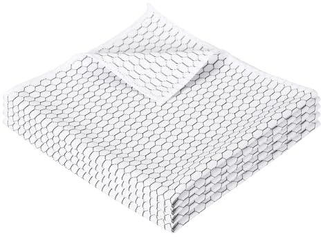 PATIKIL 16 x 16 Inches Fish Scale Microfiber Cloth, 4PCS Ultra Absorbent Streak Lint Free Cleaning Towels Polishing Glass Drying Towel for Mirror Window Kitchen Cars Dish, White