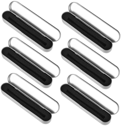 Didiseaon 6pcs Multi-Function Metal Pencil Case with Lining, Silver Student Pen Organizer Box for School and Office Daily Use