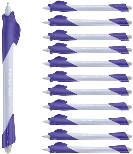 Maped - Stylo Effaçable Kidy Learn Boîte de 12 - Stylo Animaux Lapin Enfants avec Gomme Intégrée - Rechargeable et Ergonomique - Apprentissage de l'Écriture - Fournitures Scolaires Primaire