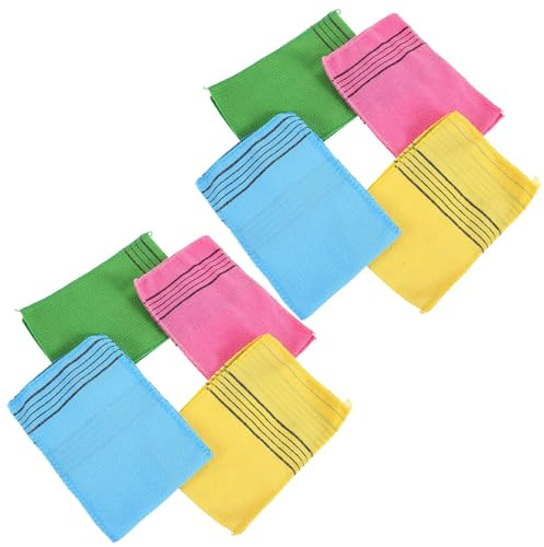 SOPOTUTU 8pcs Exfoliating Shower Towels Set, Japanese-Style Back Scrubber Washcloths Coarse Weave, Multi-Color Body Scrub Towels for Sauna and Deep Skin Exfoliation