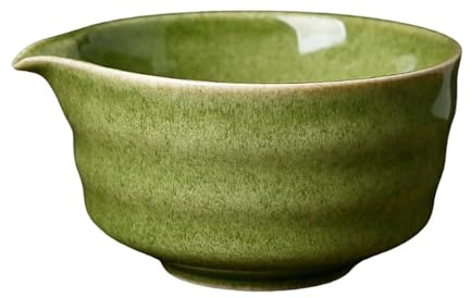 Pitycbo Cuenco de Cerámica para Matcha, Artesanal, Accesorios para Matcha, Tazón para Mezclar Matcha, Taza de Té Japonesa para Principiantes, Familia Y, Verde Oscuro, Individual