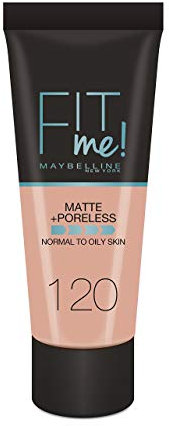 Maybelline New-York Foundation Fluide Fit Me Matte & Poreless Foundation für normale bis fettige Haut, Farbton 120 Natural Beige, 30 ml