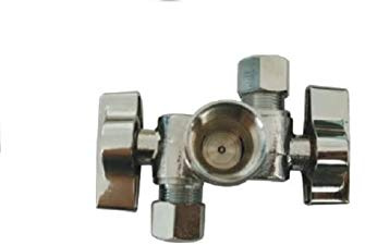 EZ-Fluid 1/2 FIP Female Iron Pipe X 3/8Comp X 3/8Comp 1/4 Turn Double Handles Dual Outlet LF Brass Angle Stop Valve Water Shut Off Ball Valve For Water Pipes,Faucet,Toilet Valve,Icemaker,Filter(1)