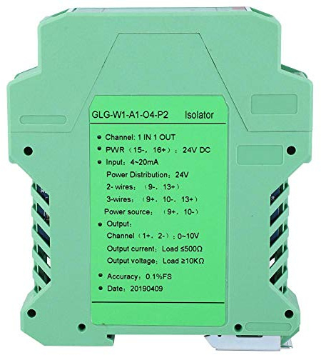 Akozon Émetteur d'isolateur de Signal de Courant PLC 4-20mA Détecter Le conditionneur de Signal DC 24V(1 in 1 Out, 4-20mA to 0-10V)