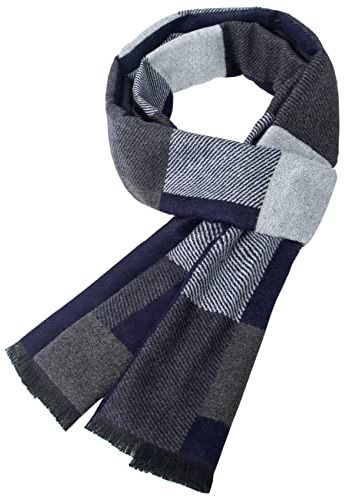 Justay Sowarm Winter Mens Scarf Cashmere Feel Scarves Warm Soft Fashion Business Plaid Scarf Gifts for Men