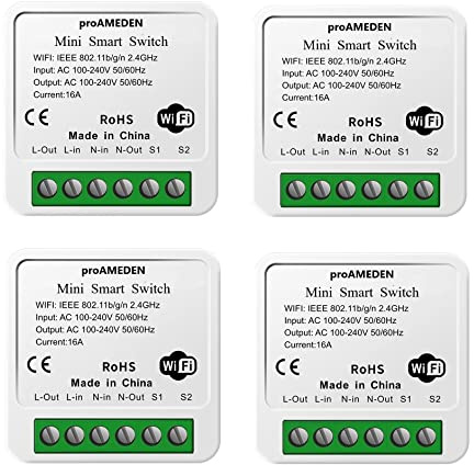 proAMEDEN Interruptor inteligente wifi 16A, MINI Smart switch wifi, Módulo interruptor, app Tuya/SmartLife, Compatible con Alexa, Google Home (4)