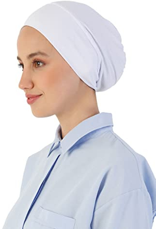 Ayenza Moda Hijab under-cap hätta helt stängd full täckning under-scarf mjuk sval håravfall, Vitt, one size