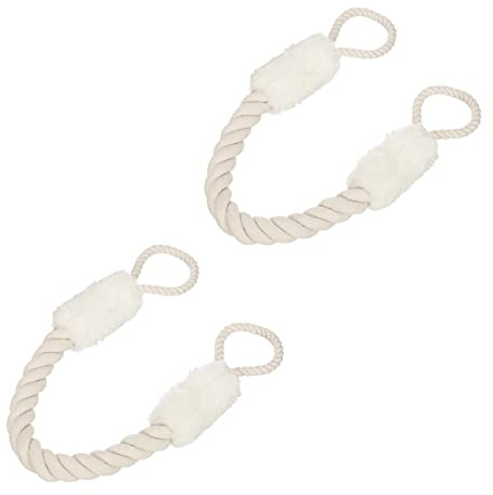 Relaxdays Dörrsladd uppsättning av 2, dörrstoppstång, 60 cm lång, klämskydd för barn och djur, dörrrep maritim, beige/vit
