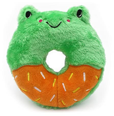 ZippyPaws Donutz Buddies - Giocattoli interattivi per animali domestici, motivo: ciambella, giocattolo per cani e cuccioli, giocattolo colorato e cigolante, rana