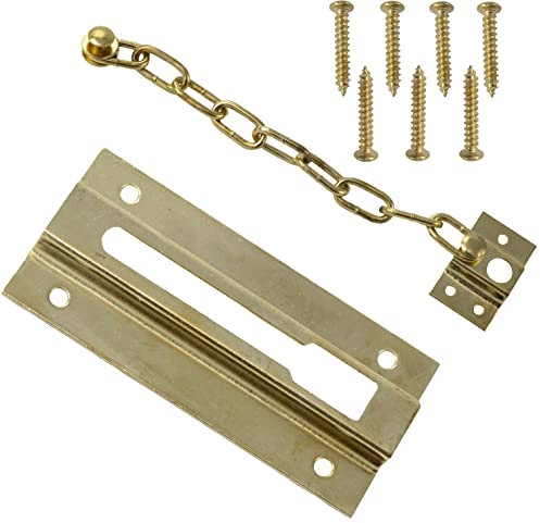 AERZETIX - C59631 - Catena di sicurezza 90mm - serratura a catena per porta - colore ottone - chiavistello antifurto meccanismo di protezione chiusura - in acciaio