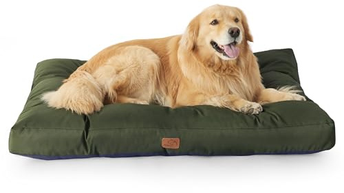 Bedsure Washable Dog Bed with Oxford Cover for Dogs, 111x89x9cm Green | Easy Care Comfy Pet Mat, Flat Pet Pillow For Crate, No-Zipper Design, Cozy Dog Cushion Mat, For Big Breeds