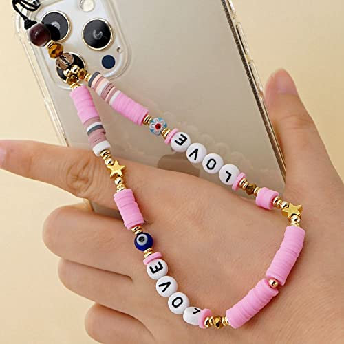 Universale Böhmische Handy Lanyards Beaded Phone Lanyard Handgelenkband Love Alphabet Buchstabe Perlen Kette Bunte Perlen Phone Lanyard Handgelenkband Anti Verlorene Telefon Kette