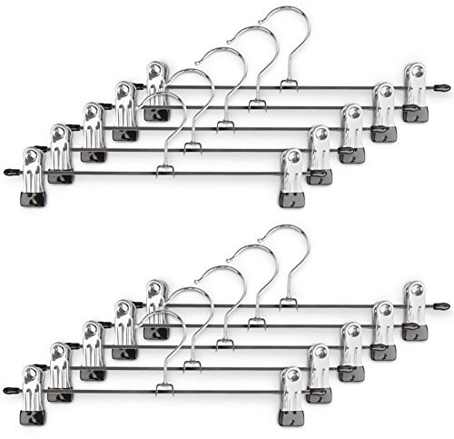 Cintre à Pinces en Métal - Lot de 10 Porte-Pantalon et Jupe avec Clips Antidérapants, Crochet Pivotant à 360°, Gain de Place pour Vêtements