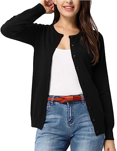 GRACE KARIN Black Cardigan for Women Button Up Cardigan Sweaters for Women Lightweight Fall Cardigans Clothes XXL