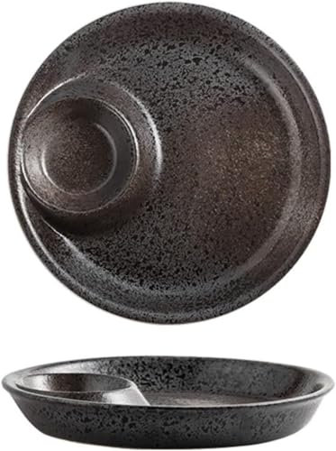 Serviertablett, Geteilte Speiseteller, Stil-Set mit 2 Keramik-Chip- und Dip-Schalen, Dip- und Chips-Servierschale, Chip-Dip-Servierplatte, passend for Sushi, Knödel, Snacks – B (Color : D)