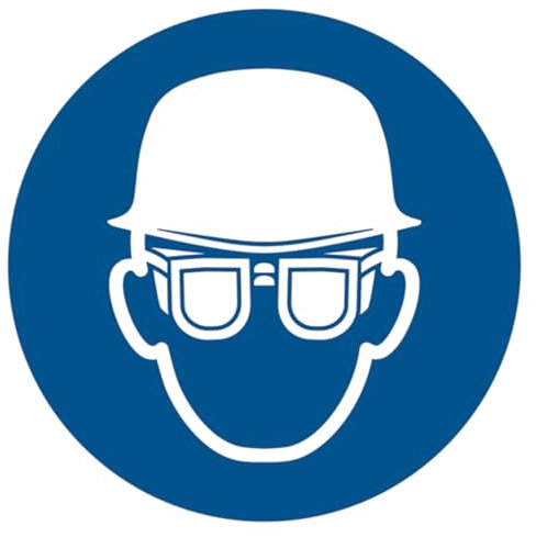 Dreifke® Kunststoff-Schild Kopf- und Augenschutz benutzen, Ø20cm, 1 Stück, Praxisbewährtes Gebotszeichen