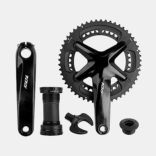 Rennrad-Kurbelgarnitur, 170 mm, 110 BCD, 7075-Aluminiumlegierung mit 50–34/53–39 Zähnen, doppeltem Kettenblatt, hohl, integrierte ultraleichte Kurbelgarnitur mit Tretlager, 11/12 Geschwindigkeit