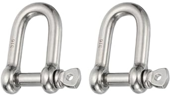 PATIKIL Grillete de Pasador de Tornillo 5mm 3/16 176lb 2 Piezas Acero Inoxidable 316 Forjado Grillete D Grado Marino para Cadenas Cuerda de Alambre Exterior Plata