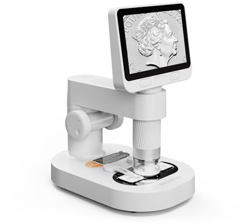 Beaverlab, microscopio digitale miniscopio con schermo IPS da 4 pollici, ingrandimento 1600x, video HD 1080p, microscopio a moneta WiFi USB per adulti, 8 luci LED regolabili, compatibile con PC View