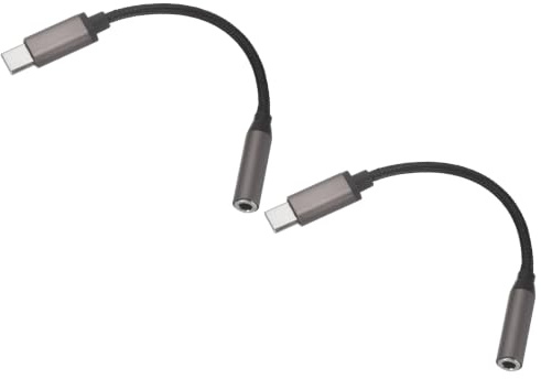 QUARKZMAN 2Pcs Câble Adaptateur USB C vers Jack Audio pour Voiture HiFi | Auxiliaire Femelle, Type C vers Casque Stéréo TRS 3,5 mm, Noir, Cord 7/16 Pouce pour Téléphone Enceinte, 3,5 mm