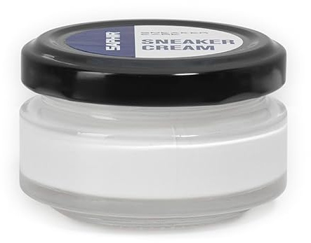 Safir Crème blanchissante pour baskets en cuir, 50 ml, blanc, blanc cassé, chaussures en cuir, chaussures de golf, coloration, réparation de couleur, hydratant, protection, blanc cassé