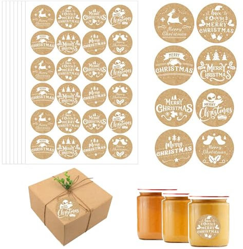 TJUSPIRIT 600 Stk Aufkleber Weihnachten 3.8cm Rund Etiketten Merry Christmas Sticker Frohe Weihnachten Aufkleber Selbstklebend für Weihnachtsdekoration Geschenkverpackungen Umschlägen Karten(Stil F)